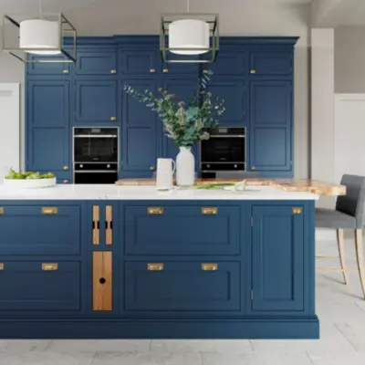 blue kitchen cabinets